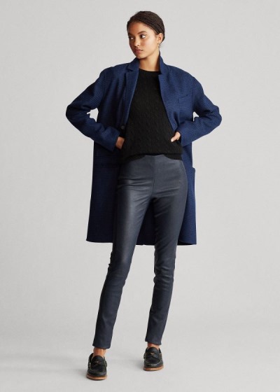 Pantalones Polo Ralph Lauren Mujer Azul Marino - Leather Skinny - XERSD6815